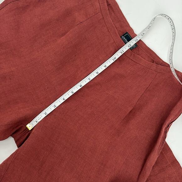 Animale Women’s Rust Linen Cropped Wide Leg Flat Front Pants Size Large - Picture 11 of 13